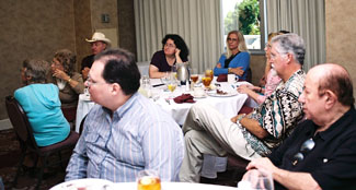 MWA Group: Members of the Mystery Writers of America, including Daniel Keyes on the far right, enjoy monthly lunch meetings and guest speakers.